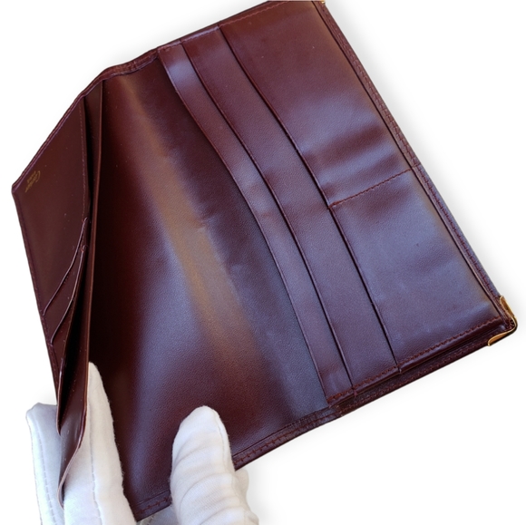 💯 CARTIER Wallet mast line Bordeaux leather Authentic - Picture 13 of 14